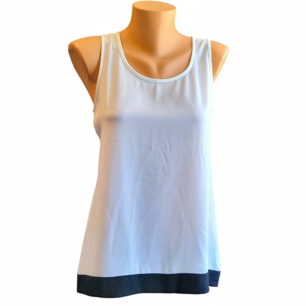 Express White Tank Top with Black Hem